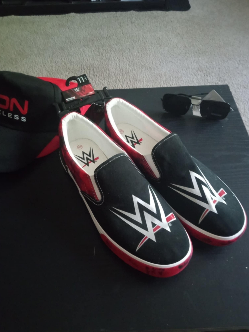 WWE Men's Slip-On Shoes - Black and Red
